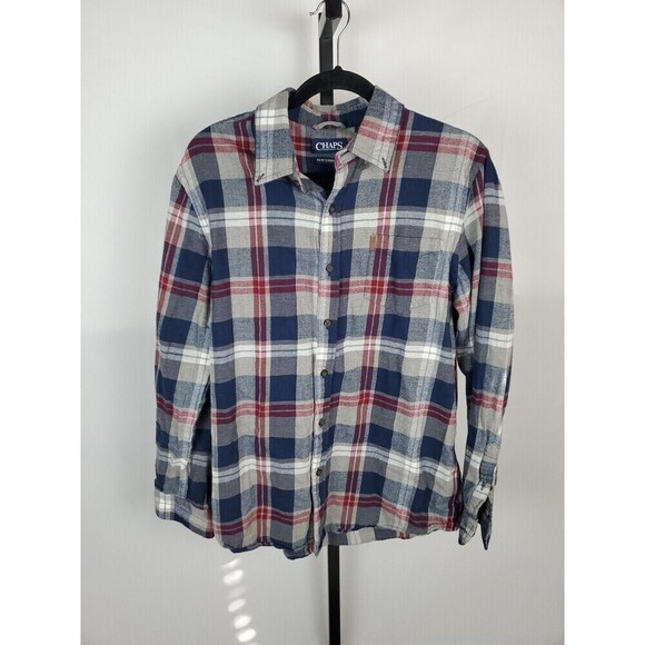 Chaps Performance Button Up Shirt Men's Large Long Sleeve Multicolor Plaid - Picture 1 of 6